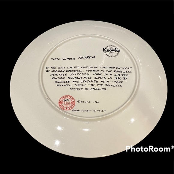 EUC•Norman Rockwell “The Ship Builder” numbered Collectors plate - Picture 4 of 5